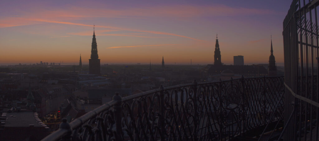 Copenhagen skyline at sunset